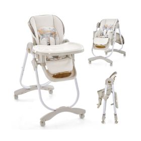 Folding Baby Dining High Chair with Adjustable Height and Recline