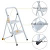 Bosonshop Steel Folding Portable 2 Steps Ladder Step Stool with 330lbs Capacity White