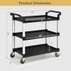 3-Tier Utility Service Cart with Lockable Wheels and Double Handles