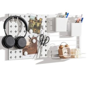 Pegboard Combination Kit with Hooks for wall Organizer (Color: White)