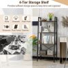 Industrial Style 4-Tier Bookshelf with Metal Frame